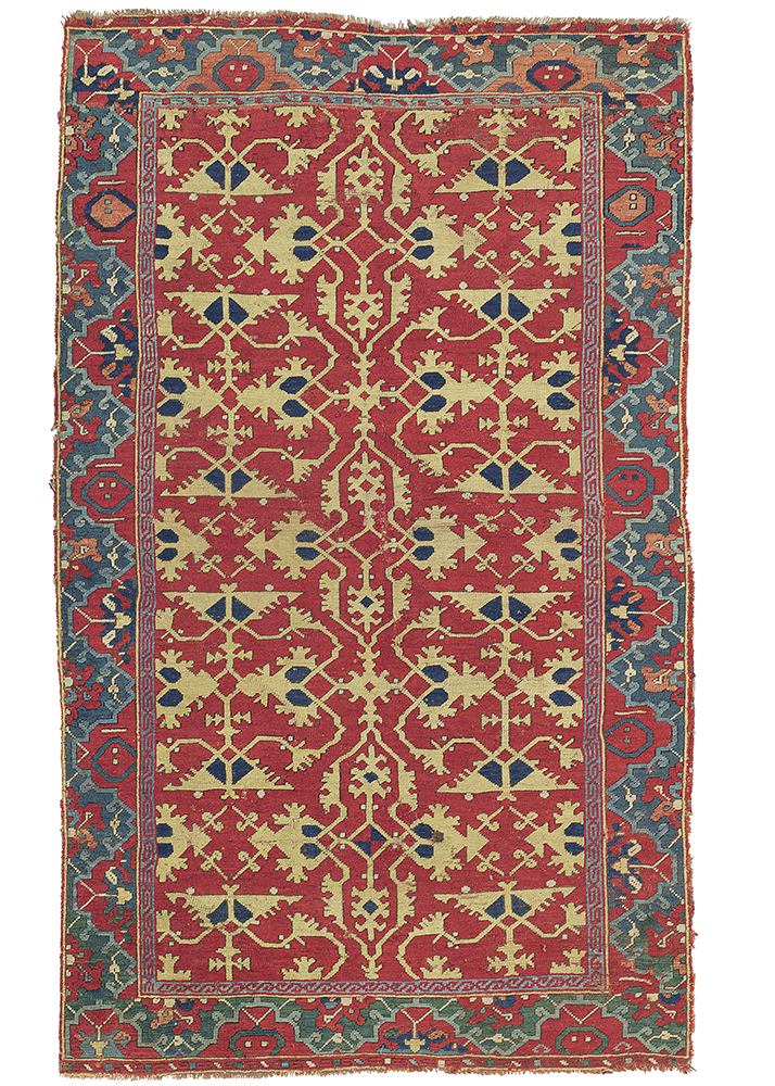 Lot 258, A 'Lotto' rug probably Ushak, West Anatolia, late 16th-century. Estimate: £40,000-£60,000 ($) Sold for: £187,500 ($261,110)