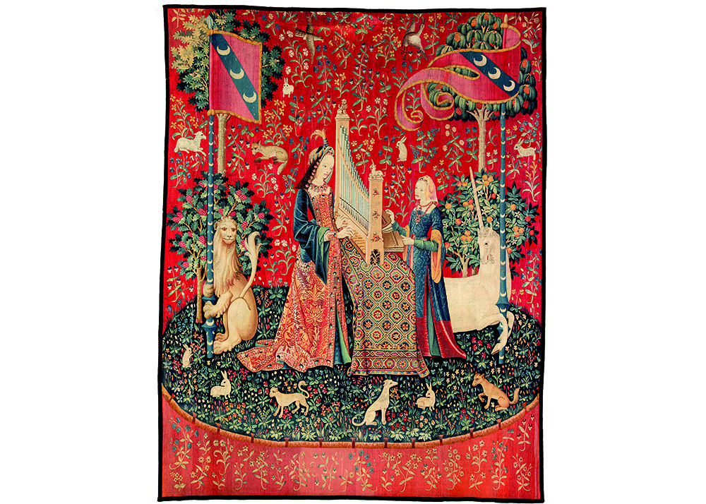 Hearing The lady and the unicorn circa 1500 Wool and silk 369 x 290cm