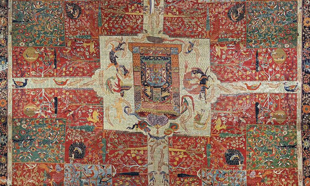 Detail of Safavid chahar bagh carpet, Kerman, south Persia, late 16th or early 17th century