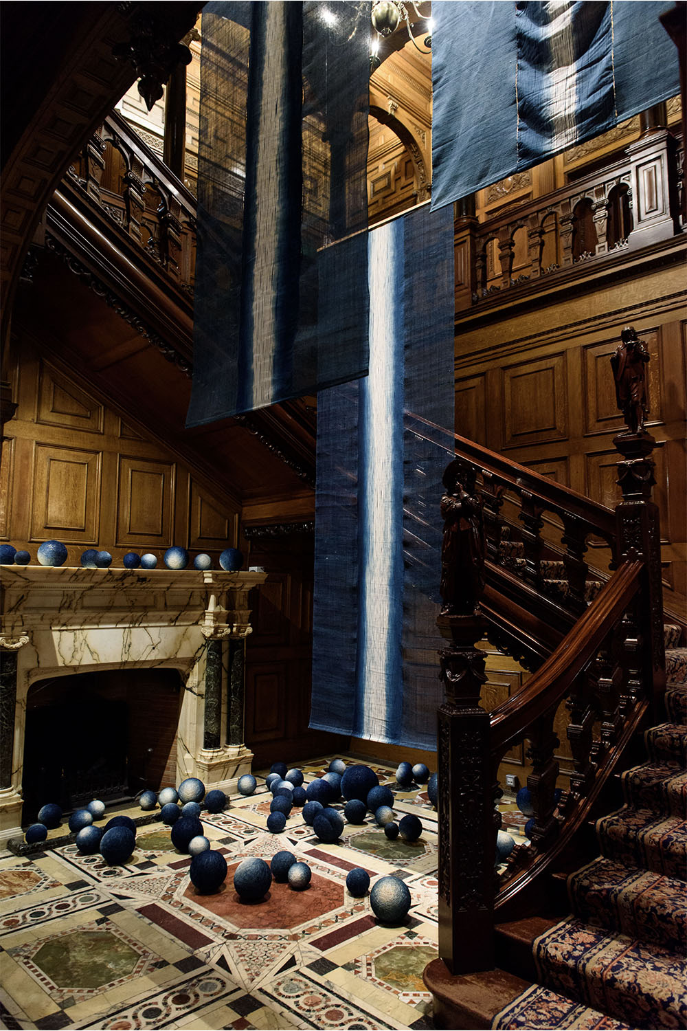 Installation shot of ‘Unbound: Visionary Women Collecting Textiles‘ at Two Temple Place, London