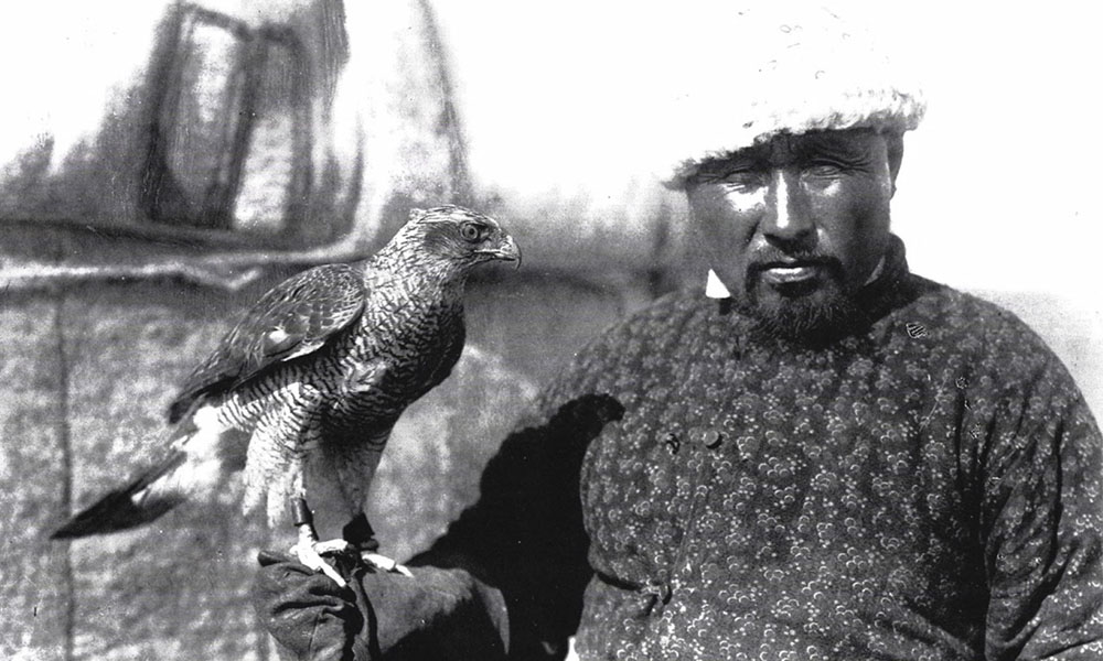 Kazakh hunter with Falcon. Photograph by S.M. Dudin c.1899.