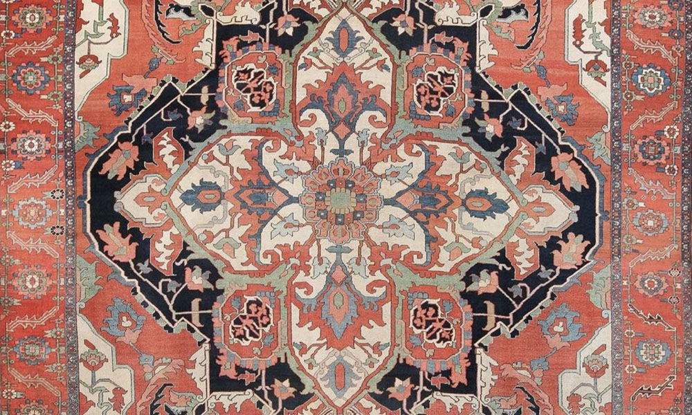 Lot 6098, Antique Persian Serapi Carpet (detail), ca. 1890. 5.79 x 3.66 m (19' x 12'). Bids starting at $20,000