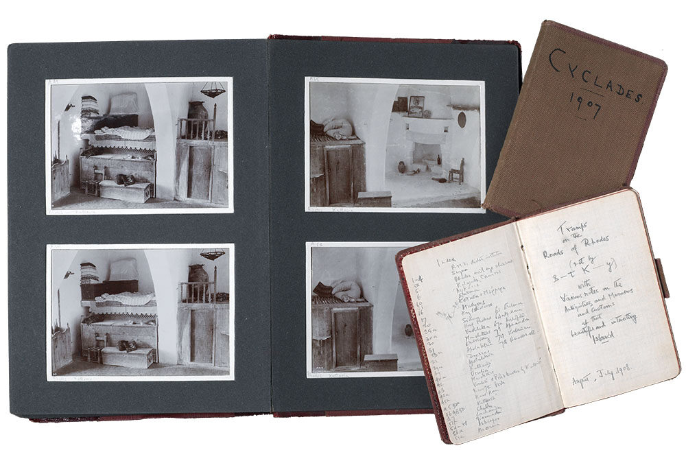 Photographs from Wace’s albums, together with his 1907 Cyclades 1907 notebook. Wace Family Collection
