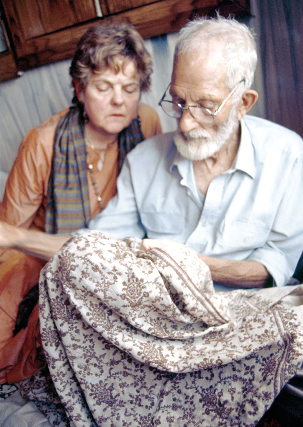 Jenny and one of her greatest inspirations when she had just started working with craftpersons in Kashmir Valley—Phalguru, the renowned sozni embroiderer