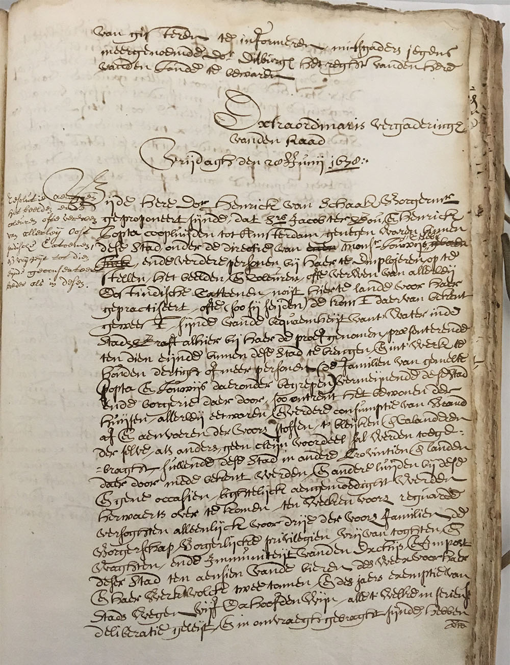 City resolution from 1678: the council of Amersfoort grants the settlement of the first block-print workshop in the town